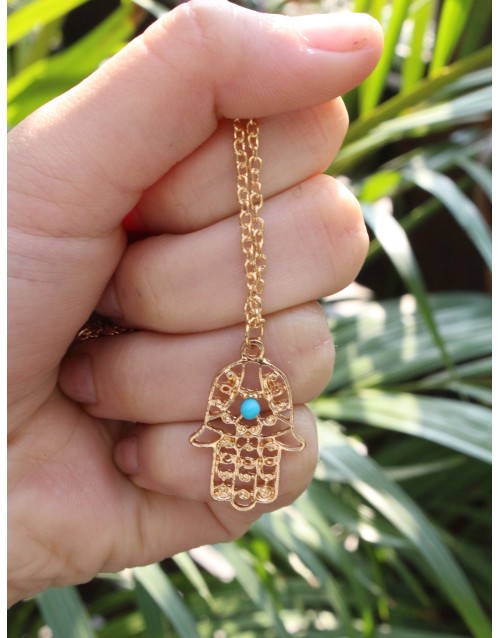 Hamsa Hand Necklace // Gold