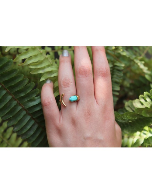 Quartz Crescent Ring Turquoise