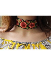 Embroidered Floral Choker 